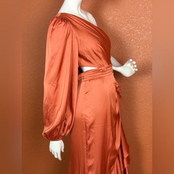 Mac Duggal One-Shoulder Ruffled Orange Dress - Picture 16 of 16